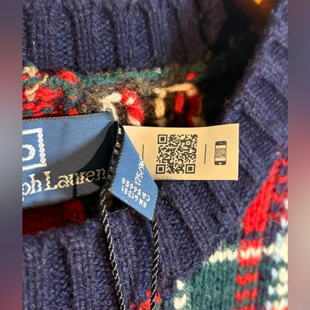 POLO RALPH LAUREN NWT
Wool-Blend Patchwork Plaid Sweater in Sz M - Picture 9 of 12